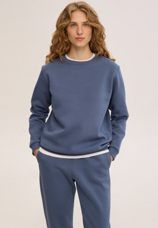 Vintage indigo (blue) color basic women three-thread insulated sweatshirt Vintage indigo (blue) color basic women three-thread insulated sweatshirt